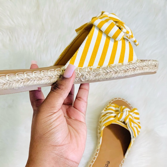 Vegan Yellow Stripe Sandals - Picture 4 of 7